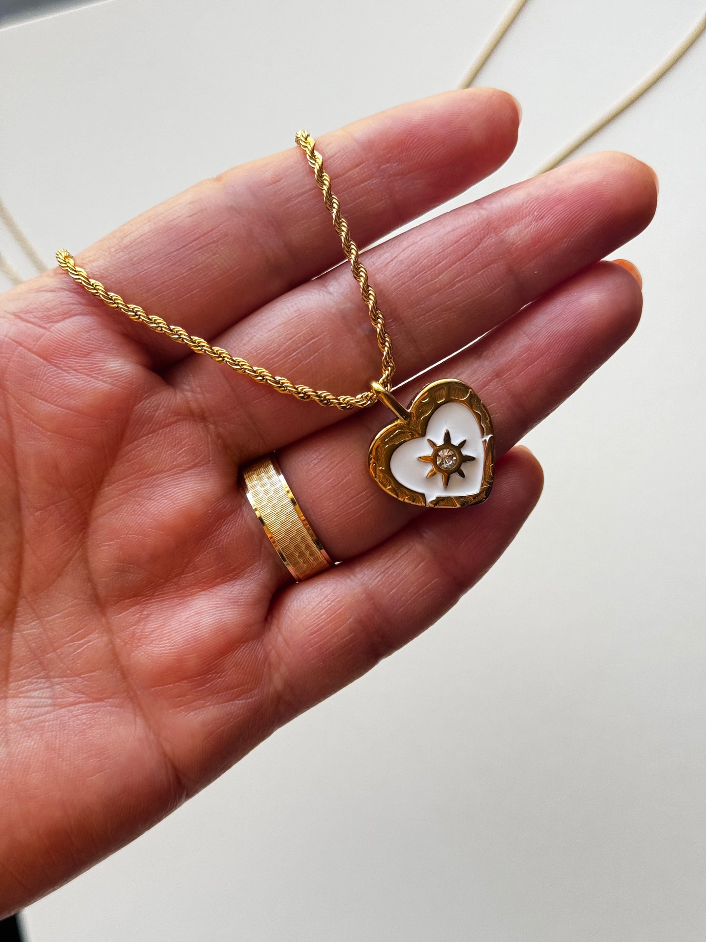 White Heart Necklace.